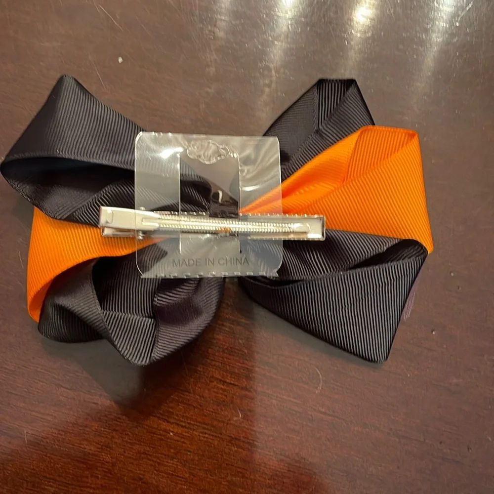 Black and Orange pumpkin Hair Bow Halloween glitter tulle nwt